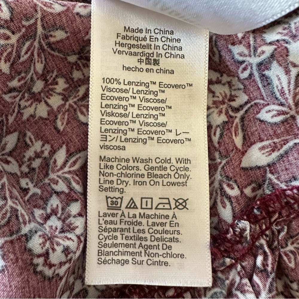 J. Crew Burgundy Floral tiered Puff Sleeve Midi Dress Size XS - Picture 15 of 16